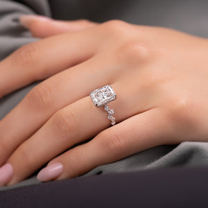 The Mia Set With A 1 Carat Radiant 18K White Gold Lab Diamond