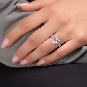 The Mia Set With A 1 Carat Radiant 18K White Gold Lab Diamond