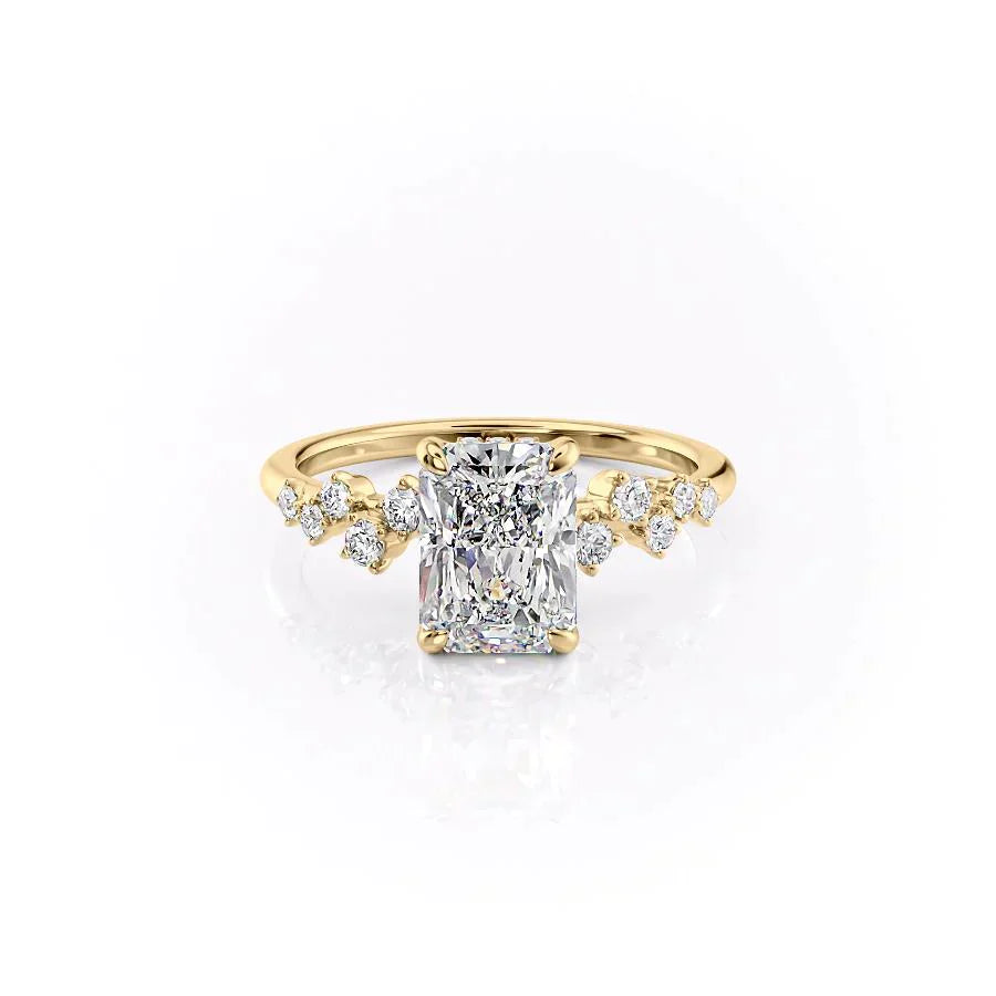 The Mia Set With A 2 Carat Radiant 18K Yellow Gold Lab Diamond