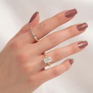 The Mia Set With A 1 Carat Radiant 18K Yellow Gold Lab Diamond