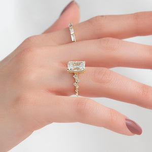 The Mia Set With A 1 Carat Radiant 18K Yellow Gold Lab Diamond