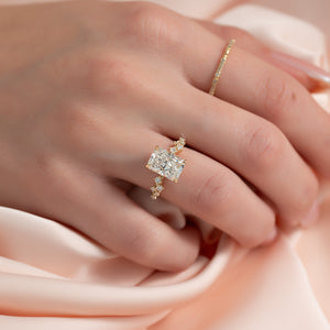 The Mia Set With A 1 Carat Radiant 18K Yellow Gold Lab Diamond