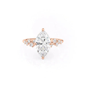 The Mia Set With A 3 Carat Marquise 14K Rose Gold Lab Diamond