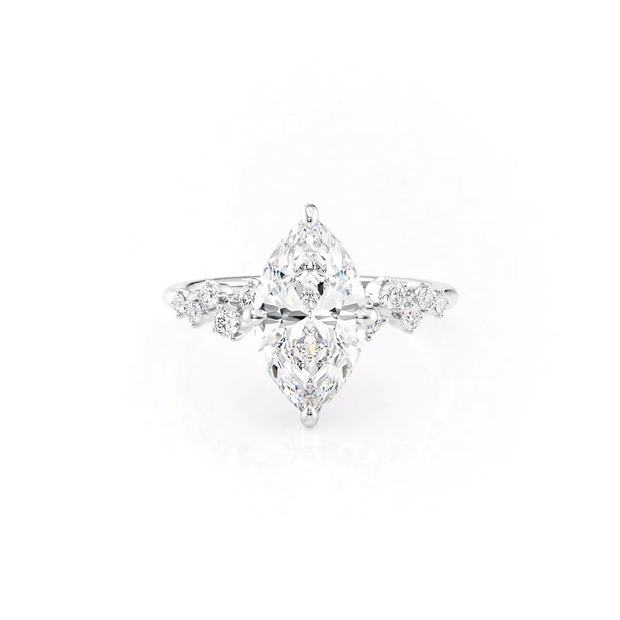 The Mia Set With A 2 Carat Marquise 18K White Gold Lab Diamond