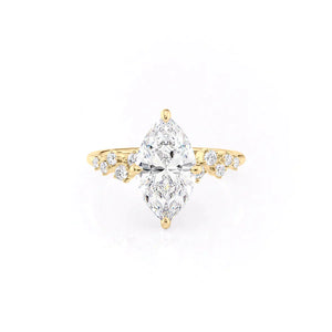 The Mia Set With A 1.5 Carat Marquise 18K Yellow Gold Lab Diamond