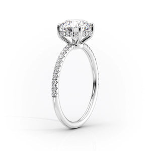 The Low Profile Kamellie Set With A 1 Carat Pear 18K White Gold Lab Diamond