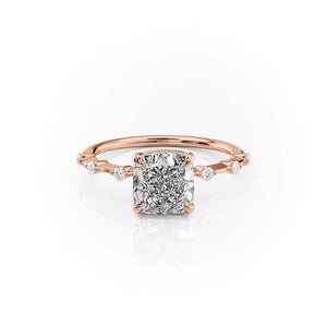 The Penelope Set  With A 5 Carat Cushion 14K Rose Gold Moissanite
