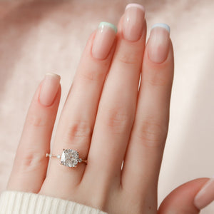 The Penelope Set  With A 1.5 Carat Cushion 14K Rose Gold Moissanite
