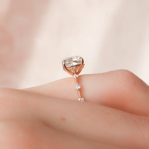 The Penelope Set  With A 5 Carat Cushion 14K Rose Gold Moissanite
