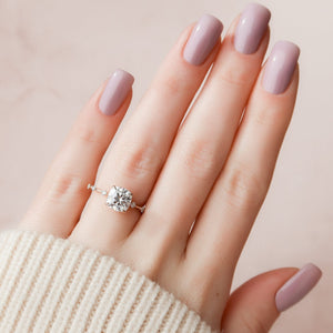 The Penelope Set  With A 1 Carat Cushion 14K Rose Gold Moissanite