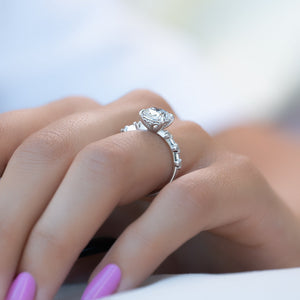 The Penelope Set  With A 3.5 Carat Cushion 18K White Gold Moissanite