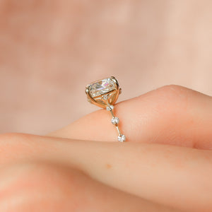 The Penelope Set  With A 4.5 Carat Cushion 18K Yellow Gold Moissanite