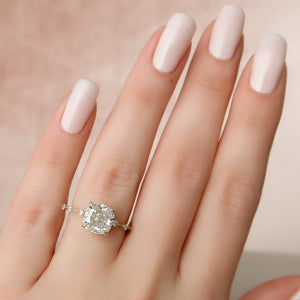 The Penelope Set  With A 2.5 Carat Cushion 14K Yellow Gold Moissanite