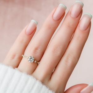 The Penelope Set  With A 1.5 Carat Cushion 14K Yellow Gold Moissanite