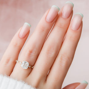 The Penelope Set  With A 2.5 Carat Cushion 18K Yellow Gold Moissanite