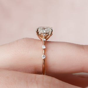 The Penelope Set With A 1 Carat E. Cushion 14K Rose Gold Lab Diamond