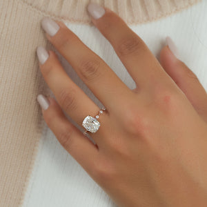 The Penelope Set  With A 2 Carat E. Cushion 14K Rose Gold Moissanite