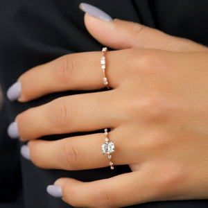 The Penelope Set  With A 4.5 Carat E. Cushion 14K Rose Gold Moissanite