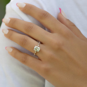 The Penelope Set  With A 3.5 Carat E. Cushion 14K White Gold Moissanite