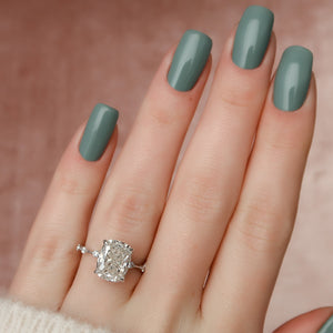 The Penelope Set  With A 3.5 Carat E. Cushion 18K White Gold Moissanite