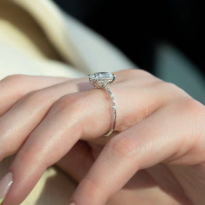 The Penelope Set  With A 4.5 Carat E. Cushion 18K White Gold Moissanite