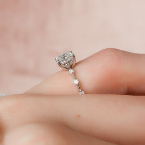 The Penelope Set  With A 4.5 Carat E. Cushion 14K White Gold Moissanite