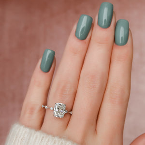 The Penelope Set  With A 3.5 Carat E. Cushion 18K White Gold Moissanite