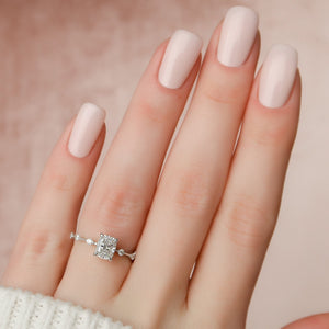 The Penelope Set  With A 4 Carat E. Cushion 18K White Gold Moissanite