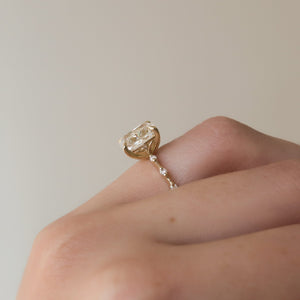 The Penelope Set  With A 1 Carat E. Cushion 18K Yellow Gold Moissanite