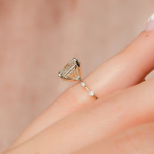 The Penelope Set  With A 1.5 Carat E. Cushion 18K Yellow Gold Moissanite