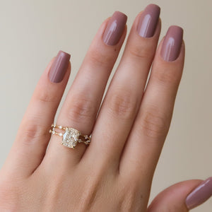 The Penelope Set  With A 2.5 Carat E. Cushion 18K Yellow Gold Moissanite