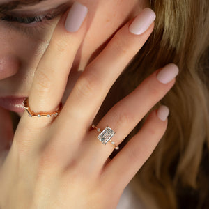 The Penelope Set  With A 5 Carat Emerald 14K Rose Gold Moissanite