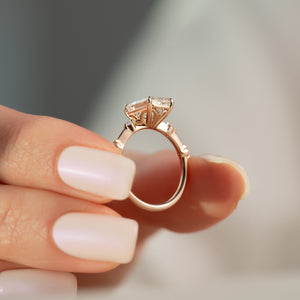 The Penelope Set  With A 1.5 Carat Emerald 14K Rose Gold Moissanite