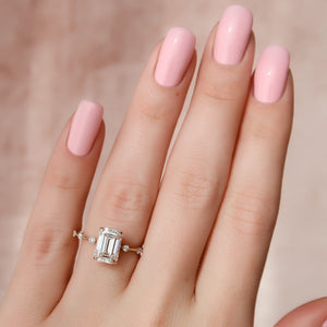 The Penelope Set  With A 5 Carat Emerald 14K Rose Gold Moissanite