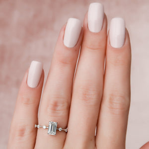 The Penelope Set  With A 3.5 Carat Emerald 14K White Gold Moissanite
