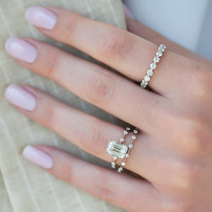 The Penelope Set  With A 2.5 Carat Emerald 14K White Gold Moissanite