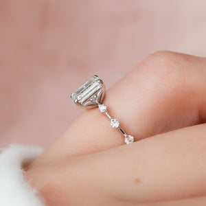 The Penelope Set  With A 2.5 Carat Emerald 14K White Gold Moissanite