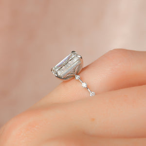 The Penelope Set  With A 5 Carat Emerald 18K White Gold Moissanite