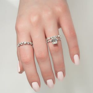 The Penelope Set  With A 3 Carat Emerald 18K White Gold Moissanite