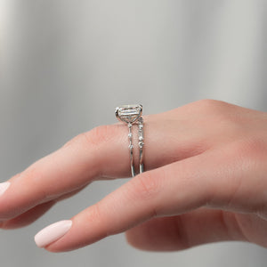 The Penelope Set  With A 2.5 Carat Emerald 18K White Gold Moissanite