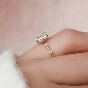 The Penelope Set  With A 4.5 Carat Emerald 14K Yellow Gold Moissanite