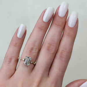 The Penelope Set  With A 1 Carat Emerald 18K Yellow Gold Moissanite