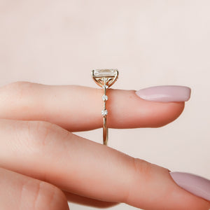 The Penelope Set  With A 4 Carat Emerald 18K Yellow Gold Moissanite