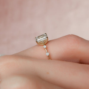 The Penelope Set  With A 1 Carat Emerald 18K Yellow Gold Moissanite