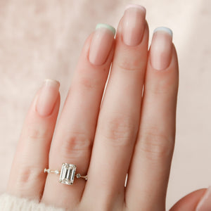 The Penelope Set  With A 3.5 Carat Emerald 18K Yellow Gold Moissanite