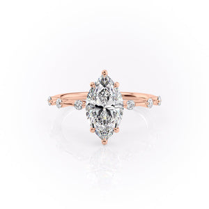 The Penelope Set  With A 5 Carat Marquise 18K Rose Gold Moissanite