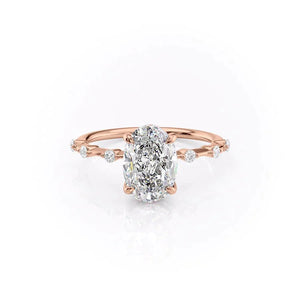 The Penelope Set  With A 4.5 Carat Oval 14K Rose Gold Moissanite
