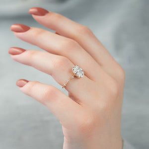 The Penelope Set  With A 2.5 Carat Oval 14K Rose Gold Moissanite