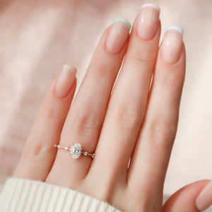 The Penelope Set  With A 4 Carat Oval 14K Rose Gold Moissanite