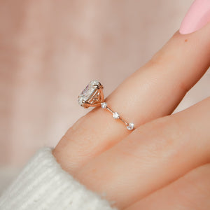 The Penelope Set  With A 2.5 Carat Oval 14K Rose Gold Moissanite